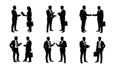 Business Meeting and Handshake Silhouette Set