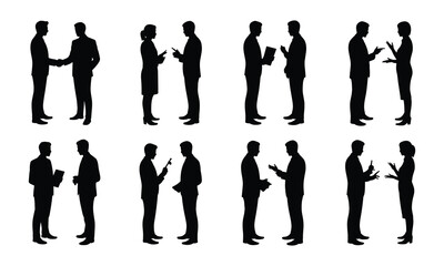 Business People Communication Silhouette Set