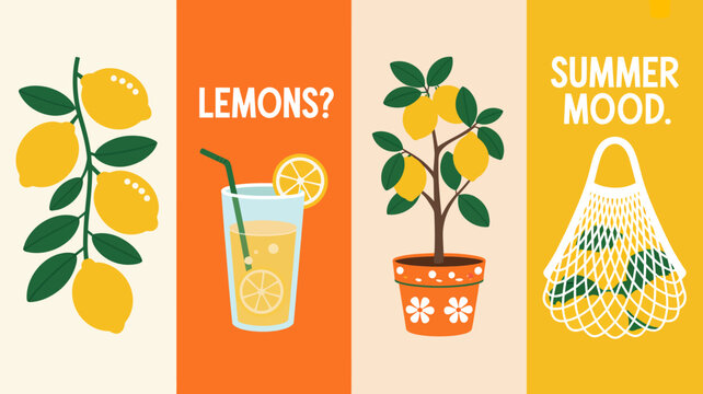 Lemon-Themed Illustrations for Summer Refreshment and Decoration
