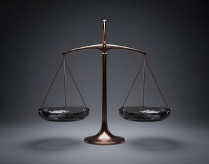 Modern Bronzed Scales of Justice in Minimalist Studio Setting for Legal Concepts