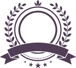 Elegant Purple Laurel Wreath Frame with Crown & Ribbon – Premium Border for Awards, Certificates & Logos