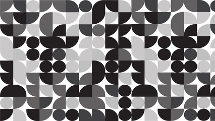 Geometric Pattern with Black Gray and White Circles and Squares 1