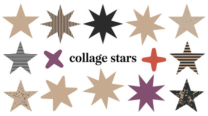 Obraz premium Collage of various star shapes and designs in neutral colors