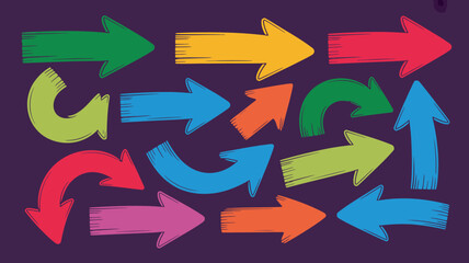 Colorful Arrows Pointing in Different Directions on Dark Background