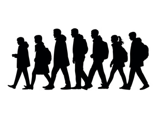 Silhouette of People Walking Together