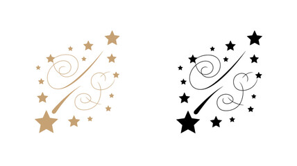 Magical Shooting Star and Stardust Symbols in Gold and Black