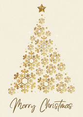 Golden Snowflake Christmas Tree Elegant Holiday Card