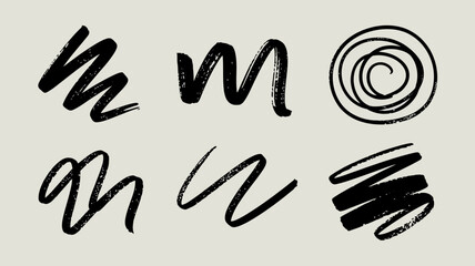 Handwritten Letter M Variations and Swirl Design Elements