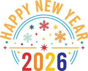 Happy New Year 2026 Colorful Bold Typography Celebration Design