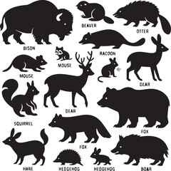 Obraz premium Wildlife Silhouettes Collection Black and White