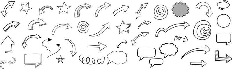 Collection of hand drawn arrows and pointers