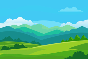 Serene mountain landscape with rolling hills and cloudy sky