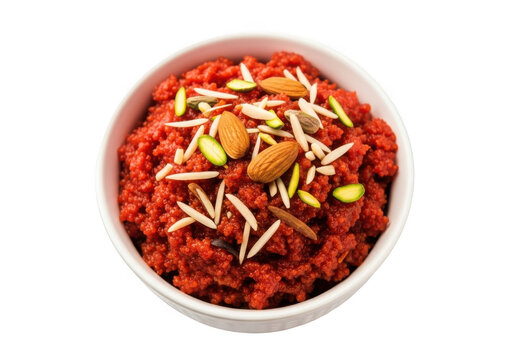 Gajar ka halwa dessert in a bowl isolated on transparent background