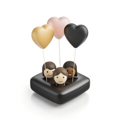 Two hearts in a red heart box illustration for Valentine and love celebration