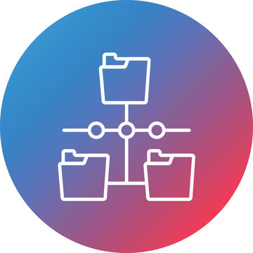 Plurality of Sources Line Gradient Circle Background Icon