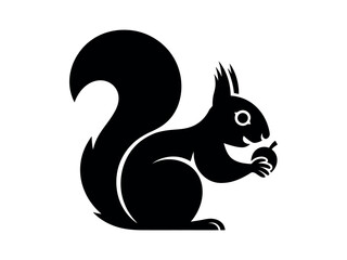 Black Squirrel Silhouette Holding Acorn