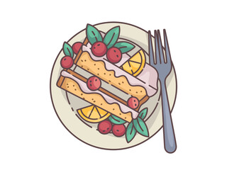 Delicious Cake with Fresh Fruits