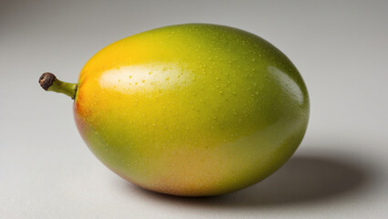 Ripe mango on white surface