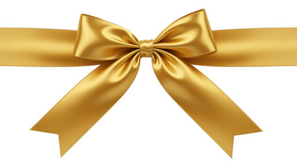 Fototapeta premium Golden ribbon bow gift present isolated on a transparent background