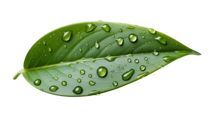 Green leaf with water droplets plant isolated on a transparent background