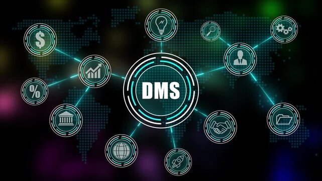 Global Financial Technology Network with DMS  Currency Symbol and Digital Icons Indian Rupee finance. 4K VIDEO 