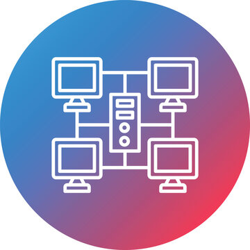 Grid Computing Line Gradient Circle Background Icon