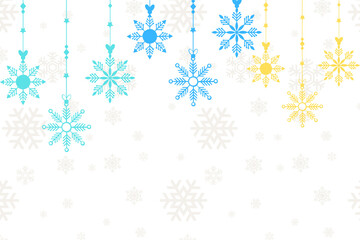 Colorful Snowflakes Hanging on White Background
