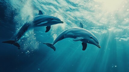 Obraz premium High-quality images featuring soft underwater tones and marine animals. --ar 16:9 --v 6.1 Job ID: 137744a8-48b3-4b69-9a3f-ab2d78b9706c