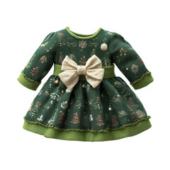 Christmas decorated baby dress isolated on a transparent background