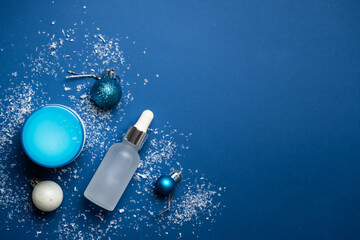 Winter cosmetic products. Beauty skin care for winter season.
