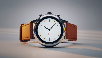 montre bracelet cuir marron et cadran blanc, accessoire luxe homme