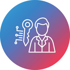 Fototapeta premium Key Person Line Gradient Circle Background Icon