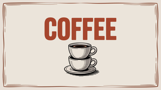 Illustration of Two Cups of Coffee with Text