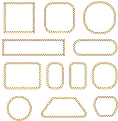 Colorful dotted rounded shape frames collection. Geometric outline borders form a playful design set. Perfect for UI elements, stickers, labels, and modern graphic layouts.
