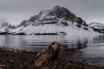 Moody Clouds Over Mountains At Bow Lake