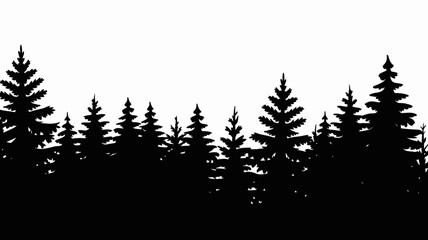 Silhouette of Evergreen Trees Against a White Background © Ultimate