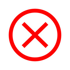 Red cross X symbol inside circle for cancel, close, error, reject, warning, user interface, apps, websites and notification design