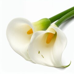 Elegant white calla lilies on a pure backdrop, symbolizing purity and grace
