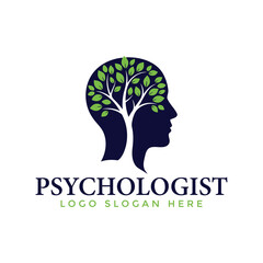Professional psychologist logo with tree growing in head