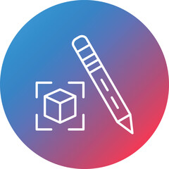 Cube Line Gradient Circle Background Icon