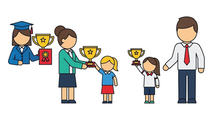 Celebrating academic achievements students receiving awards from teachers and staff