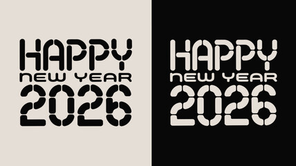 Happy New Year 2026 Greeting Card Design with Modern Typography © Ultimate
