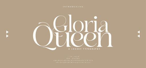 Luxury sans serif alphabet letters font and number. Classic Lettering Minimal Fashion Designs. Typography decorative wedding fonts and logo. vector illustration