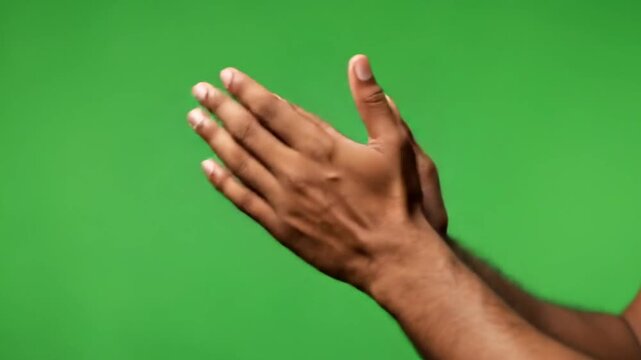 Human Hands Clapping Gesture On Green Screen Background For Visual Effects Compositing And Editing