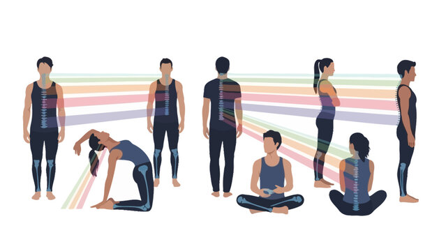 Diverse women in various postures and movements illustrating body language and expression