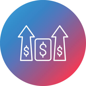 Increase and Decrease in Rate Line Gradient Circle Background Icon