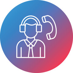 Support Agent Line Gradient Circle Background Icon