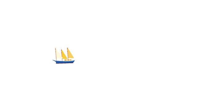 A serene vector illustration of a classic blue sailboat with vibrant yellow sails, elegantly positioned on a pristine white background, symbolizing calm maritime journeys and adventurous exploration