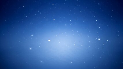 An abstract blue starry sky background features glowing cosmos particles and a dark winter galaxy nebula with shimmering light across a night space universe