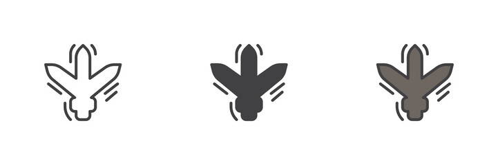 Dinosaur footprint line, solid and colorful icon set pack © alekseyvanin